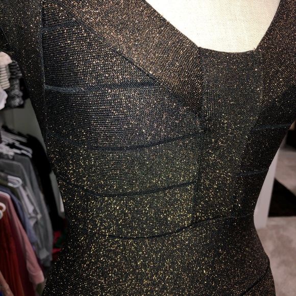 French connection black and gold bandage dress. - Picture 5 of 5